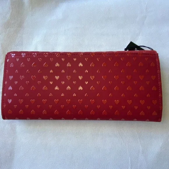 Inden Japanese Designer Handmade Lacquered Red Leather Heart Wallet - Picture 8 of 13